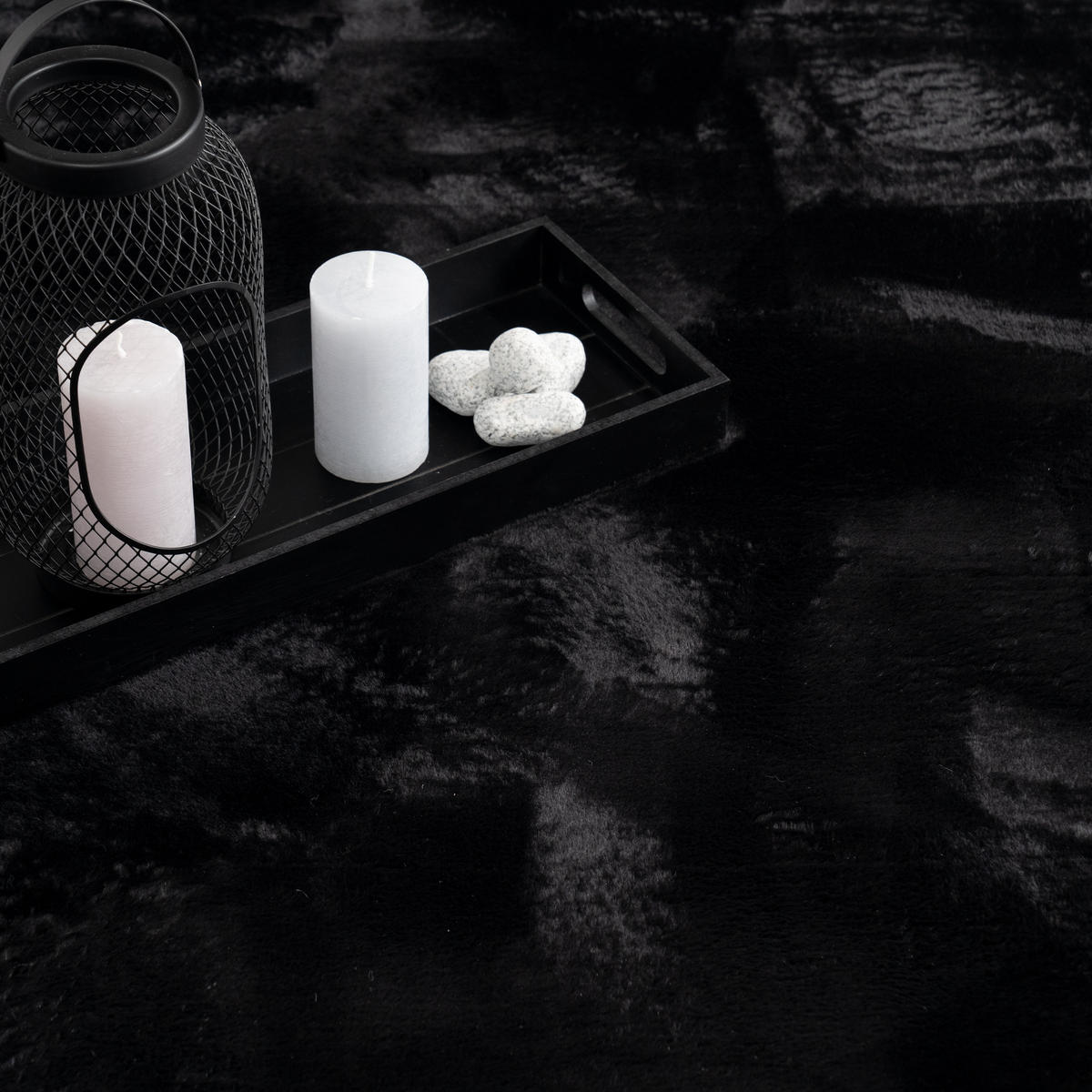 HOCHFLORTEPPICH 160/160 cm Soft 380 - Schwarz, Textil (160/160cm) - Paco Home
