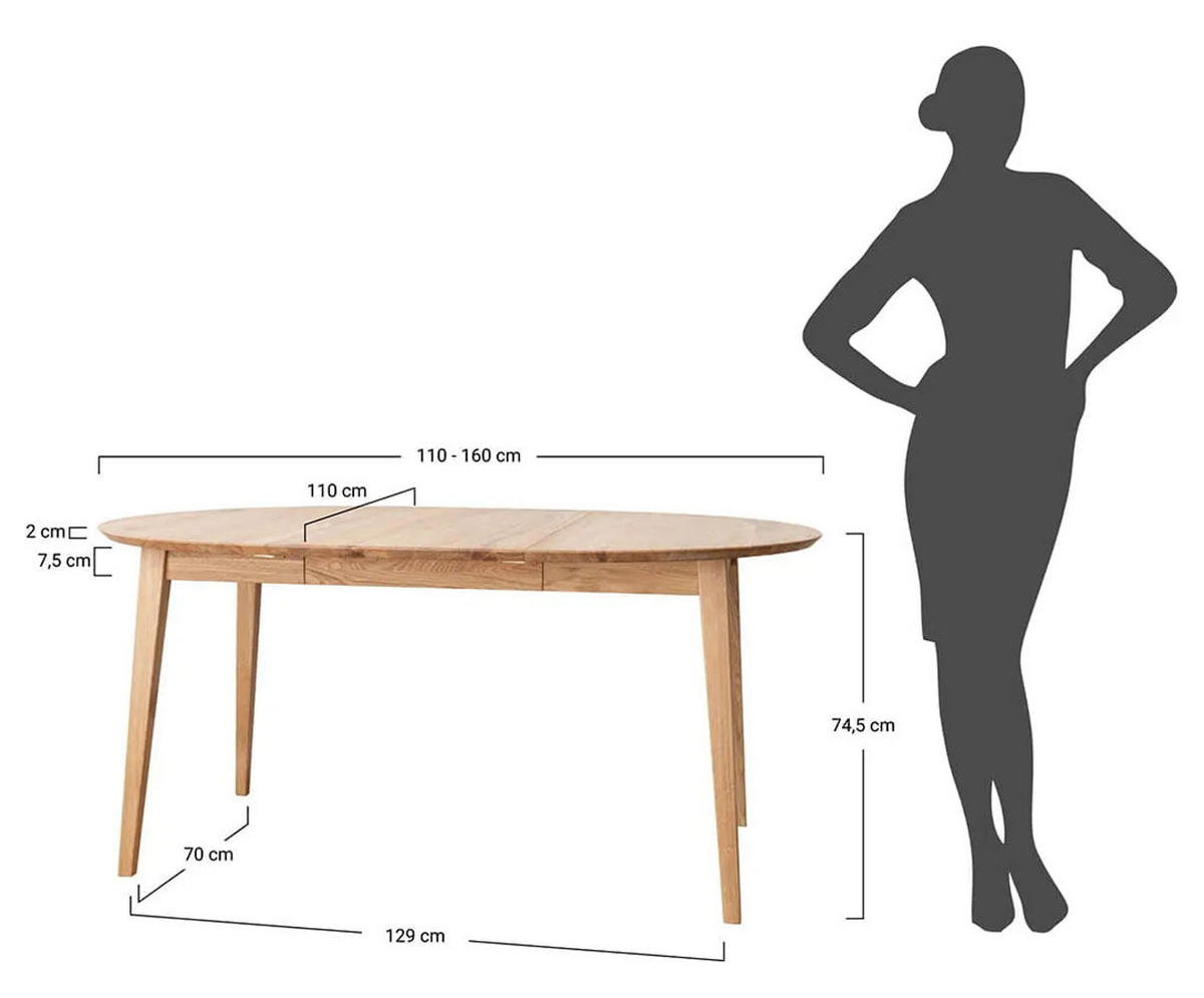 ESSTISCH Orbetello Eiche Natur 110-160 / 110 / 74,5cm - Eichefarben, Holz (110/160/74.5cm) - Feldmann-Wohnen