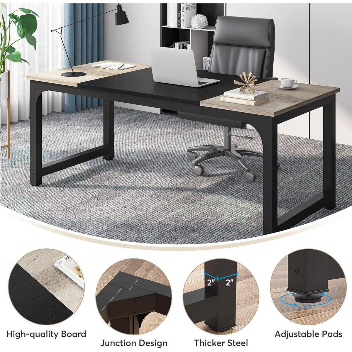 SCHREIBTISCH Computertisch 180 x 80 x 75 cm Vintage-Grau/Schwarz - Multicolor, Metall (80/160/75cm)