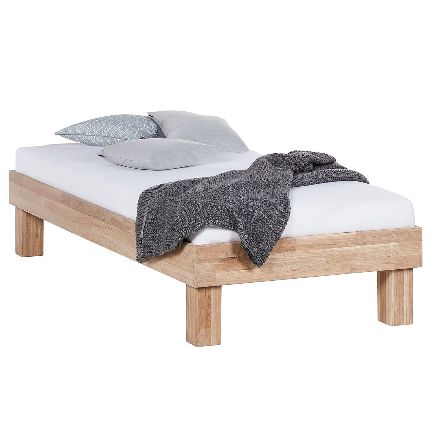 BETT - Massivholz - Eichefarben, Holz (90/200cm) - home24
