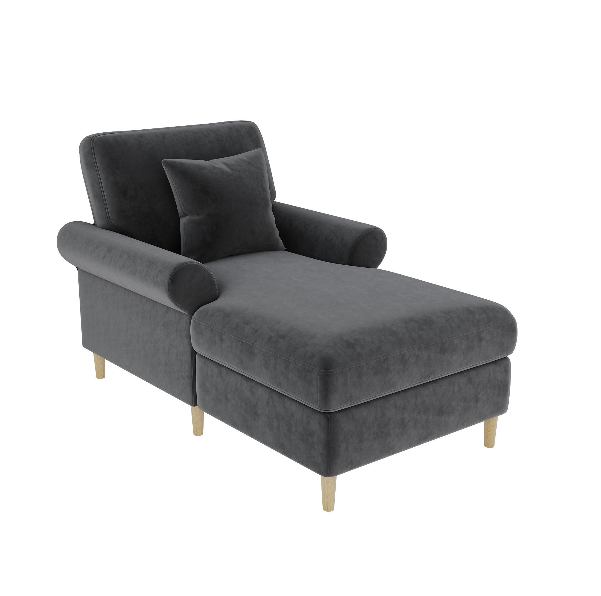 RELAXSESSEL Samt mit Liegefunktion 133/87/90 cm Grau inklusive Kissen - Grau, Kunststoff/Textil (87/90/133cm) - Redom