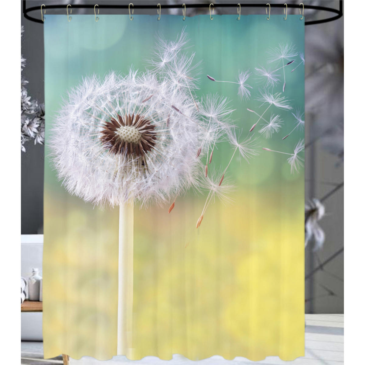 DUSCHVORHANG Pusteblume 180 x 200 cm - Gelb, Textil (180/200cm) - Sanilo