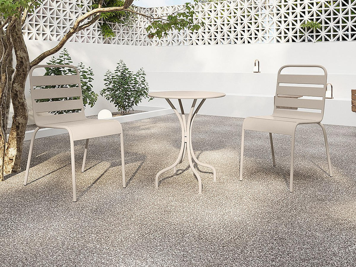 GARTENSTUHL stapelbar 2er-Set - Metall - Beige - MIRMANDE von MYLIA - Beige, Metall (47.5/79/59cm) - Vente-Unique