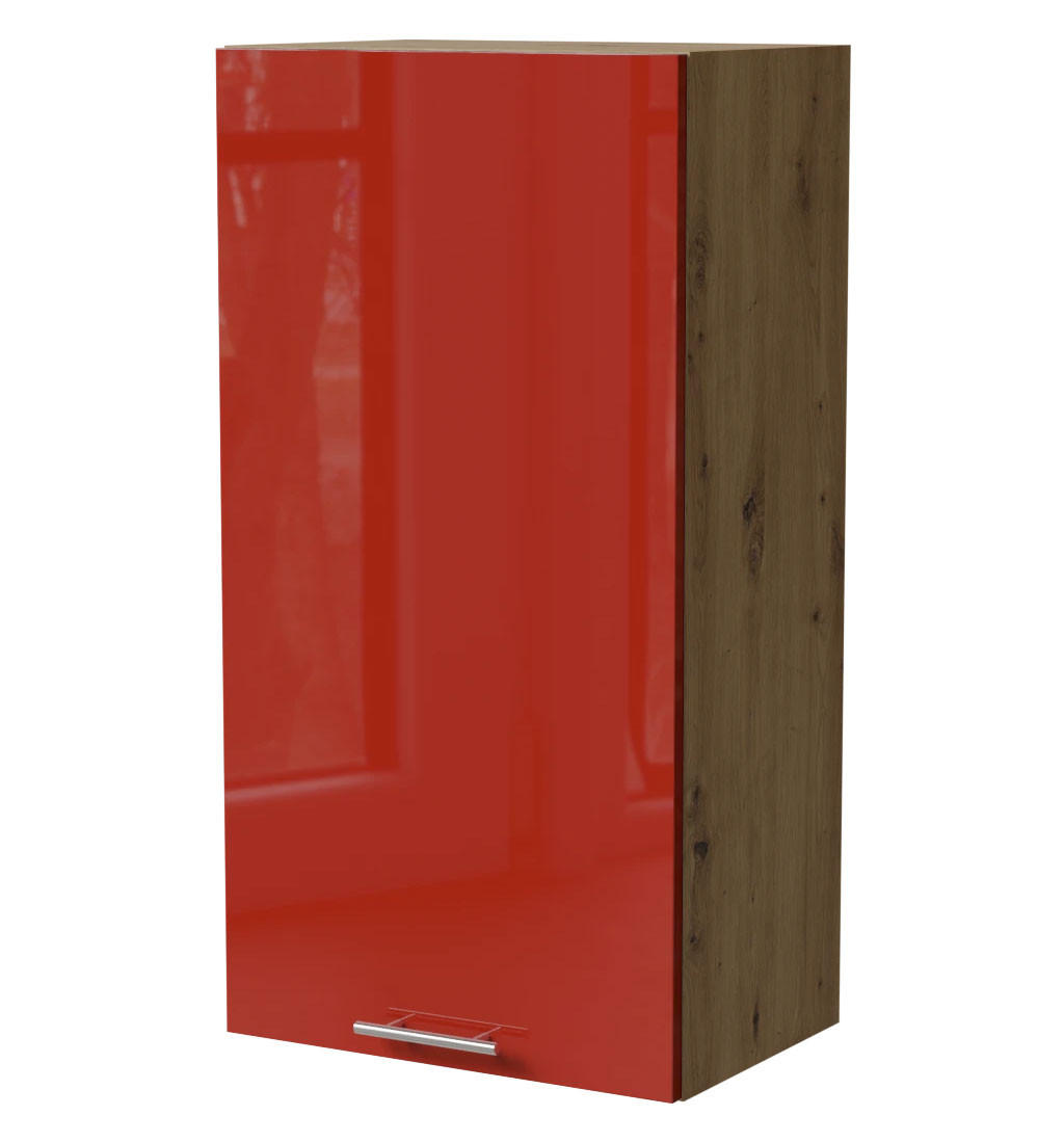 HÄNGESCHRANK Brerra W4/50 Eiche Artisan / RAL 3002 karminrot Hochglanz 50 / 32,5 / 96cm - Rot/Eiche Artisan, Holz/Holzwerkstoff (50/96/32.5cm) - Feldmann-Wohnen