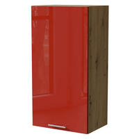 HÄNGESCHRANK Brerra W4/50 Eiche Artisan / RAL 3002 karminrot Hochglanz 50 / 32,5 / 96cm - Rot/Eiche Artisan, Holz/Holzwerkstoff (50/96/32.5cm) - Feldmann-Wohnen