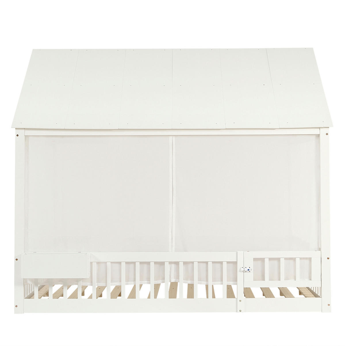 EINZELBETT mit Fenster- und Dachdetails, Weiß, 140/200 cm - Weiß, Holzwerkstoff (140/200cm) - MIVRAY