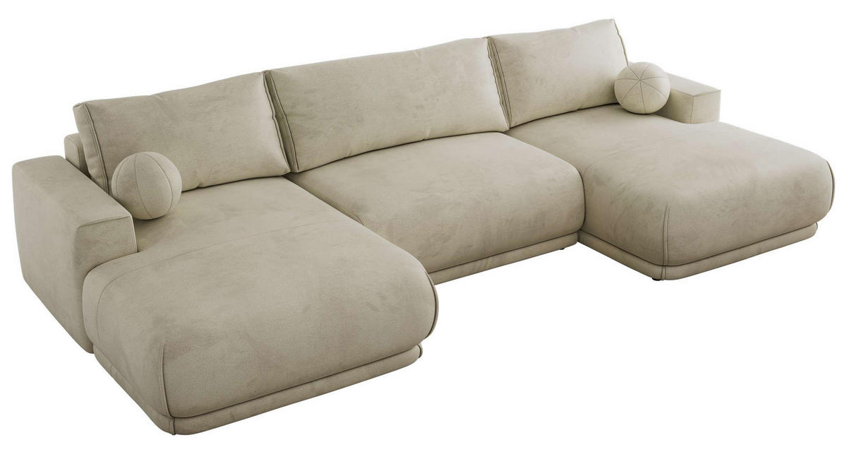SEDACIA SÚPRAVA RINA U Béžová Zamat - čierna/béžová, textil/plast (360/85/170cm) - MKS