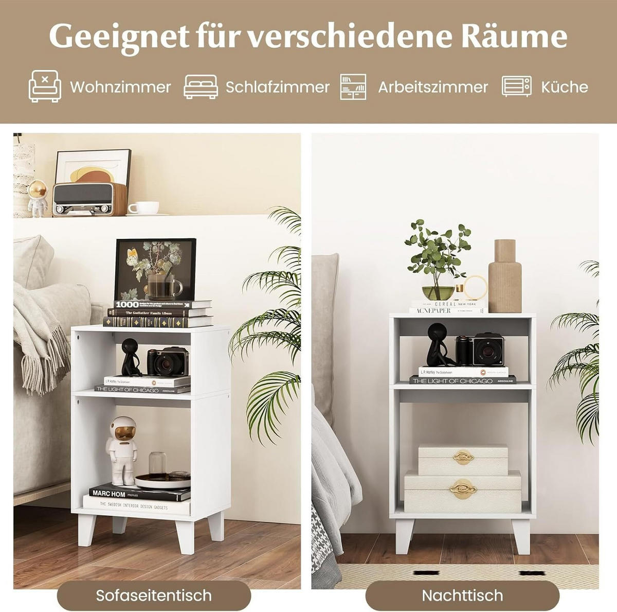 BEISTELLTISCH 65cm Weiß - Weiß, Holz (40/30/65cm) - COSTWAY