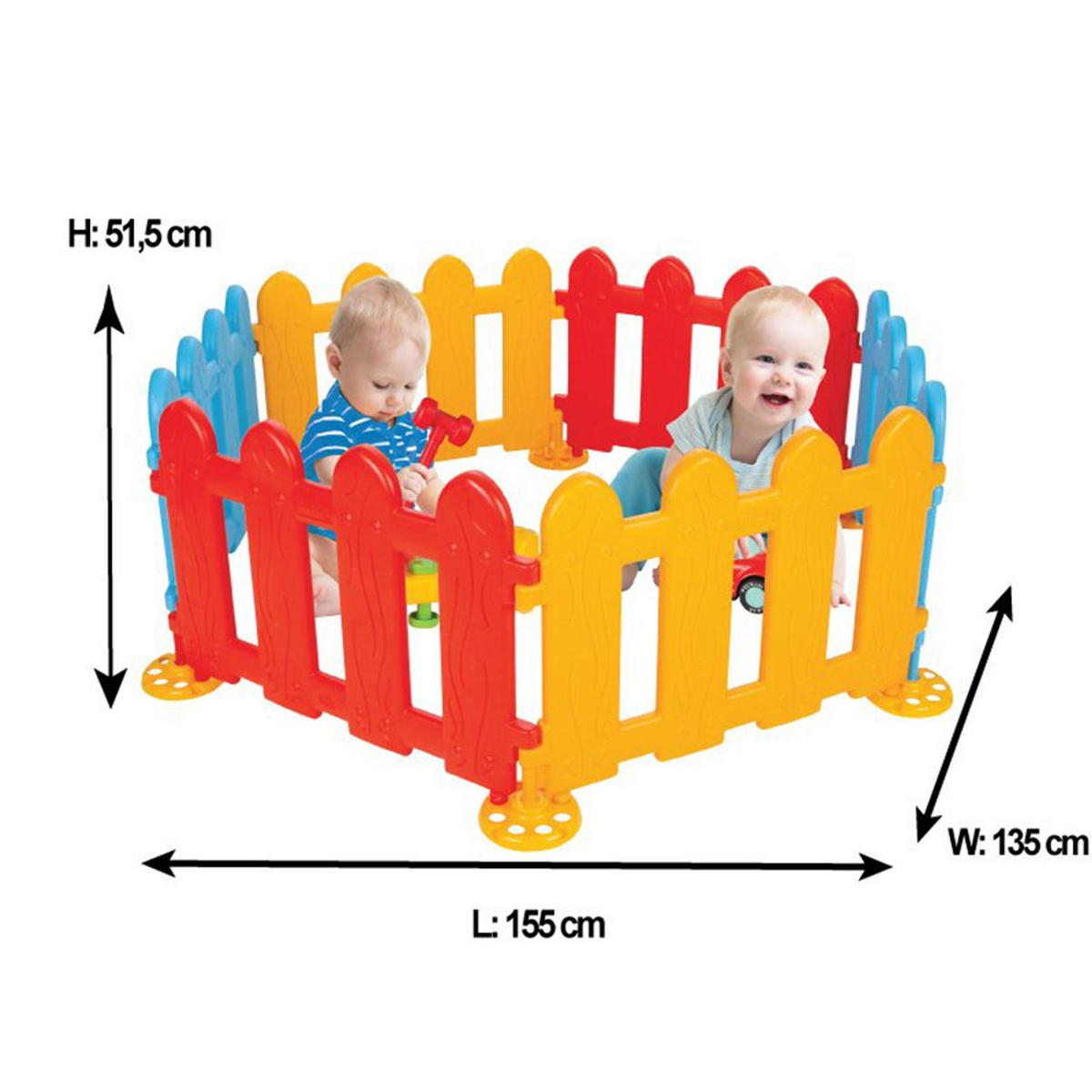 LAUFSTALL 6203 72,5 x 51,5 cm, 6 Elemente, Bällebad nutzbar, Garten und Haus - Multicolor, Kunststoff (155/52/135cm) - Pilsan