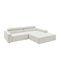 ECKSOFA RENO Weiß Cord - Schwarz/Weiß, Kunststoff/Textil (258/217cm) - KAWOLA