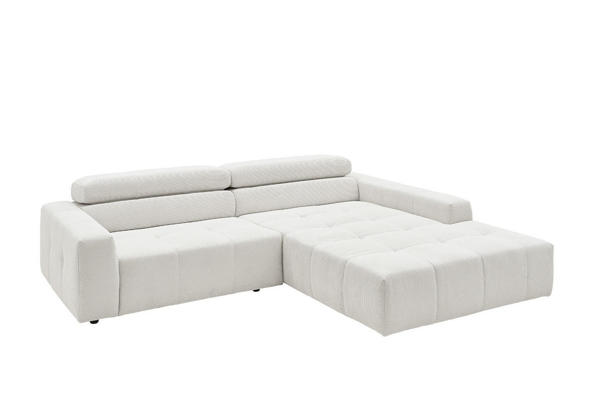 ECKSOFA RENO Weiß Cord - Schwarz/Weiß, Kunststoff/Textil (258/217cm) - KAWOLA