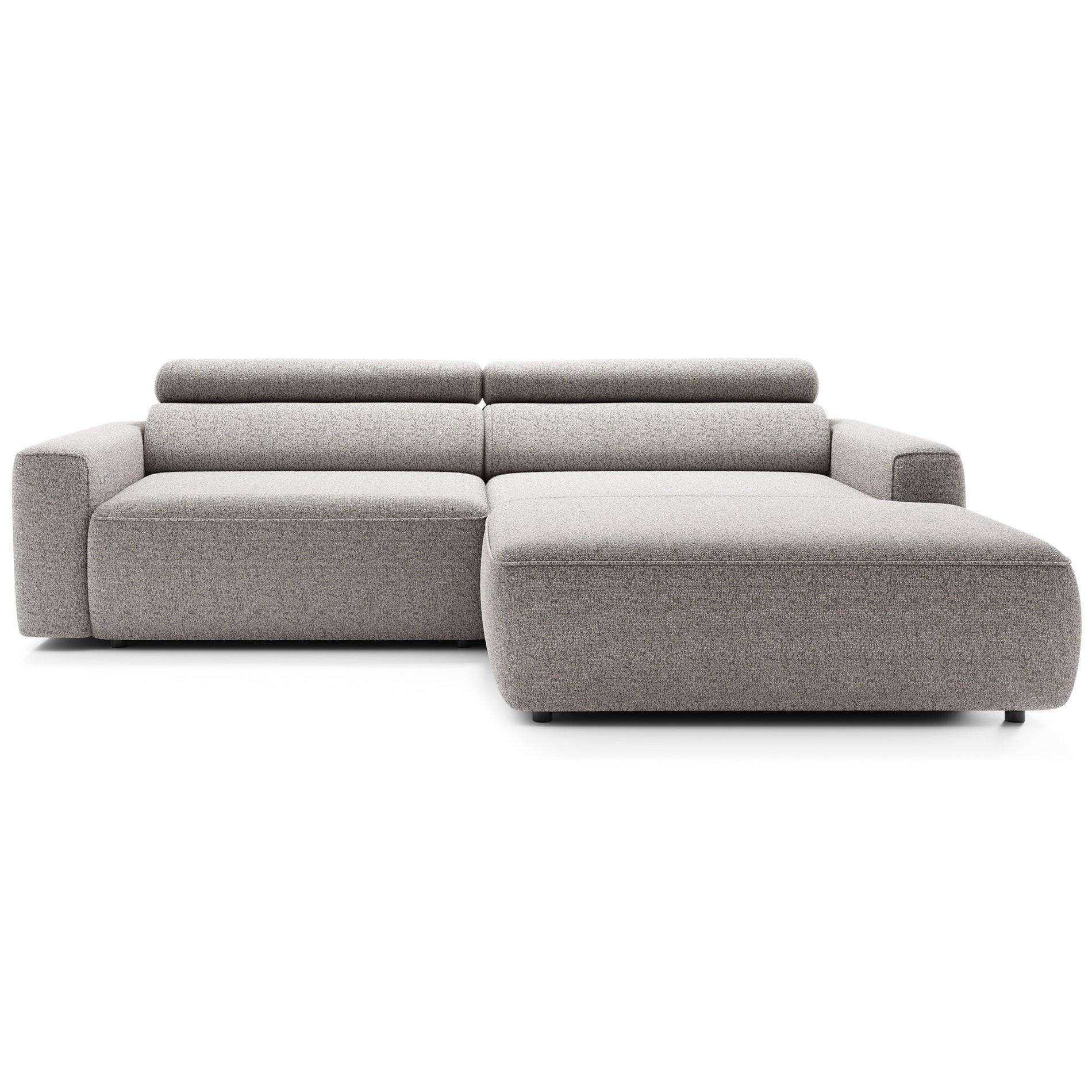 ECKSOFA Fando mit Schlaffunktion, L-Form, 4-Sitzer 252 cm, rechts Flechtstoff Greige - Taupe/Schwarz, Holz/Kunststoff (182/252cm) - Selsey