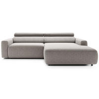ECKSOFA Fando mit Schlaffunktion, L-Form, 4-Sitzer 252 cm, rechts Flechtstoff Greige - Taupe/Schwarz, Holz/Kunststoff (182/252cm) - Selsey