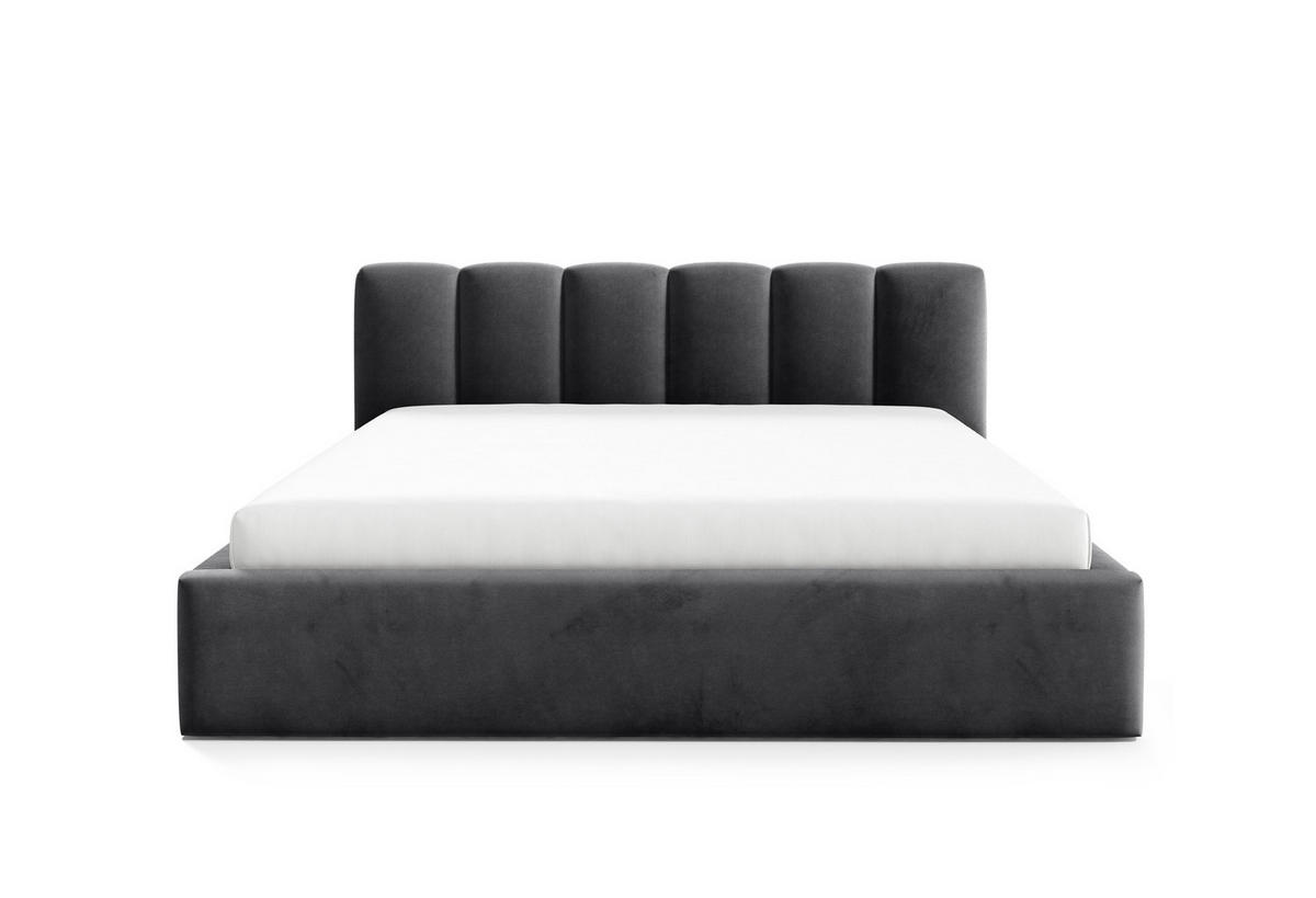 POLSTERBETT BERGO, 180x200 cm, Doppelbett mit Bettkasten, Velourstoff, Frabe: Dunkelgrau - Dunkelgrau, Holz/Textil (180/200cm)