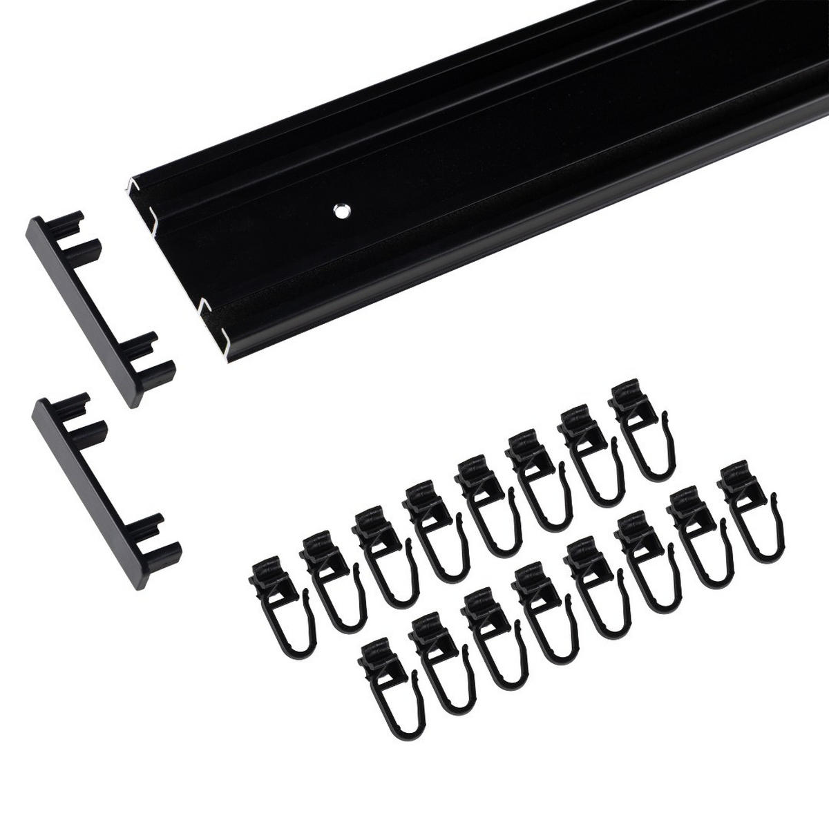 GARDINENSCHIENE LM, 2 läufig, 150 cm, schwarz - Schwarz, Metall (6.1/1.1/150cm) - SN Deco
