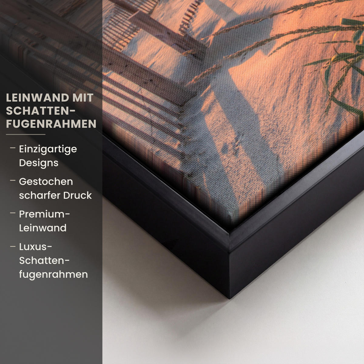 LEINWAND Bilder mit Rahmen - Strand - Meer - Düne - Sonnenuntergang - Landschaft - 20x30 - Beige, Textil (20/30cm) - MuchoWow