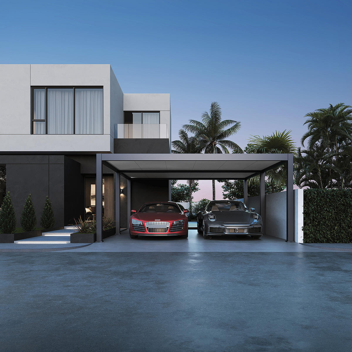 AUTOÜBERDACHUNG Carport Garage Pergola Aluminium 6 x 5,3 M anthrazit - Anthrazit, Metall (600/255/530cm) - WEIDE