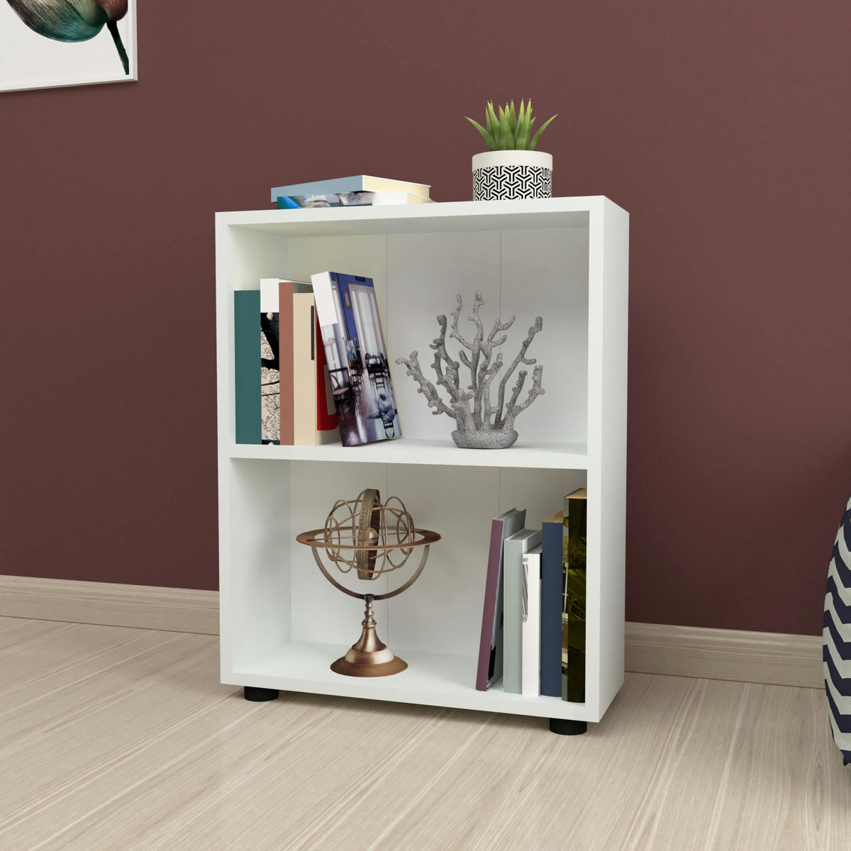 BÜCHERREGAL Vara - Weiß, Holzwerkstoff (55/72/20cm) - [en.casa]