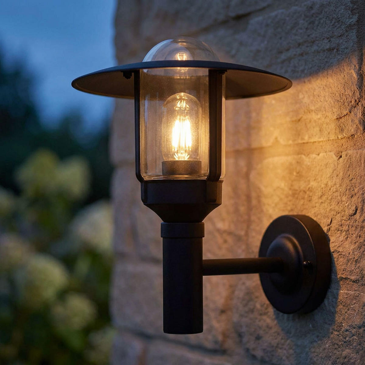 LED AUSSEN-WANDLEUCHTE Aluminium Schwarz Matt, 34 cm - Schwarz, Glas (25/30.5/34cm)