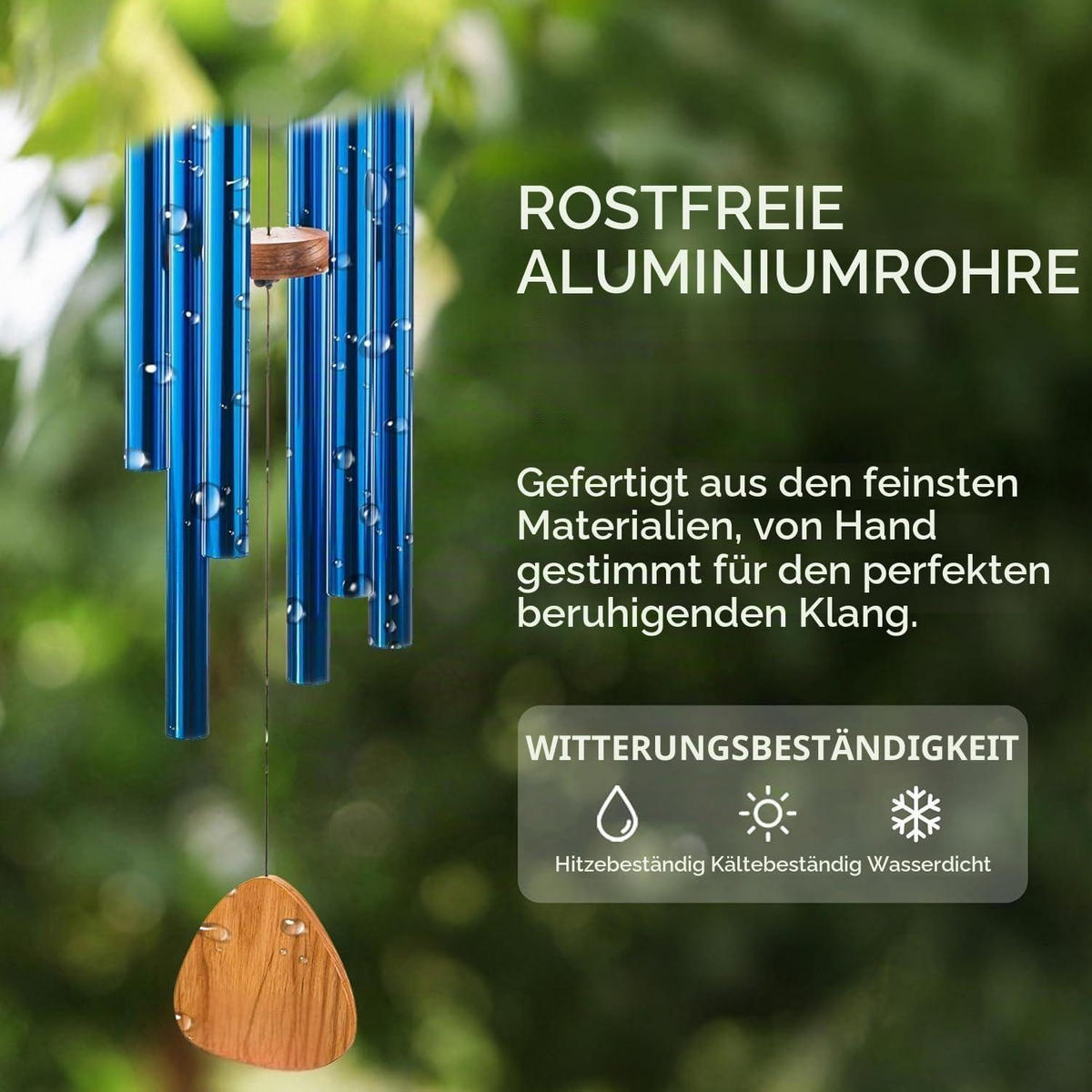 WINDSPIEL Aluminium 6 Metallröhren 125 cm Blau - Blau, Metall (125/10/10cm)