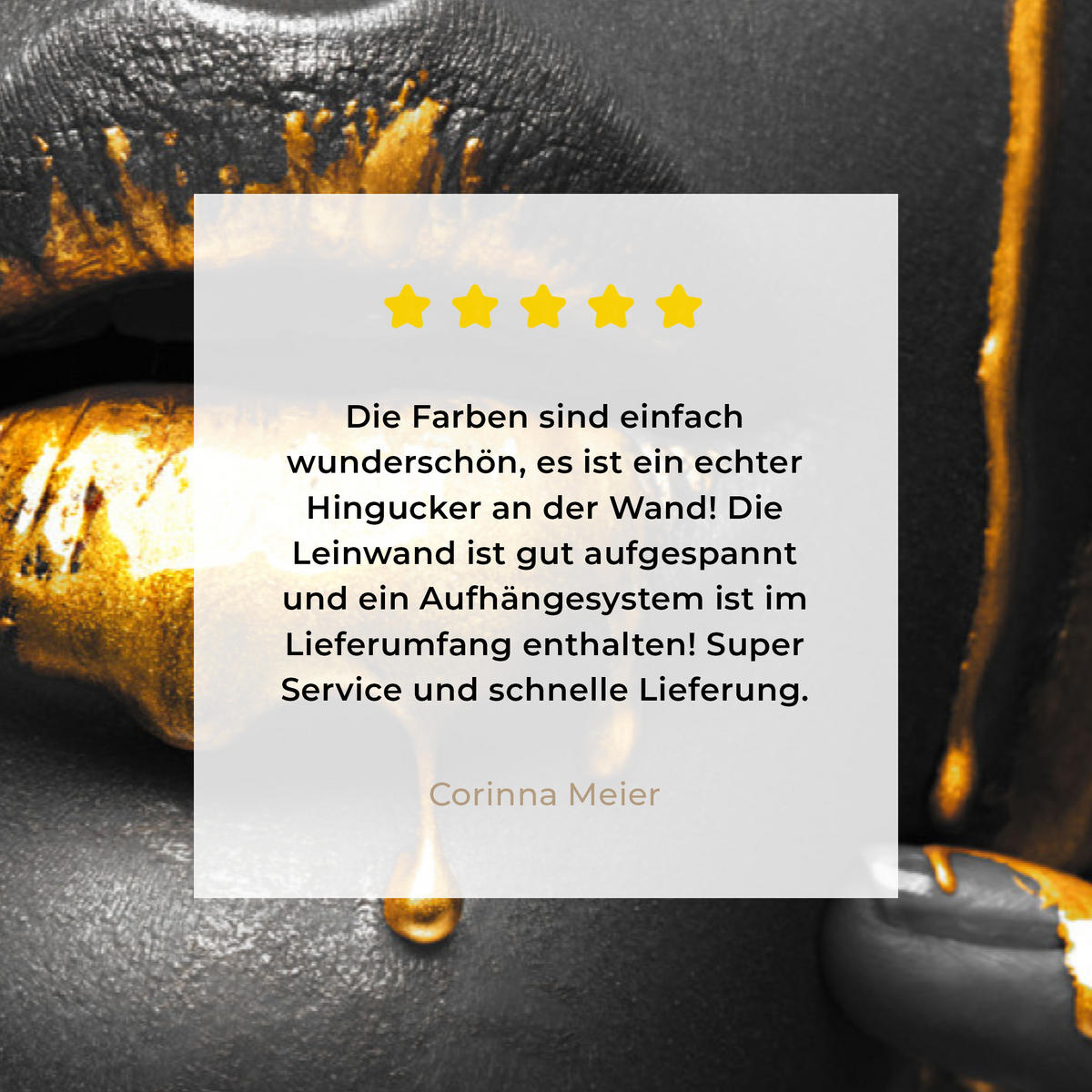 LEINWANDBILD Frau - Schwarz - Gold - Gesicht - Lippen Groß 140x90 cm - Goldfarben, Textil (140/90cm) - MuchoWow