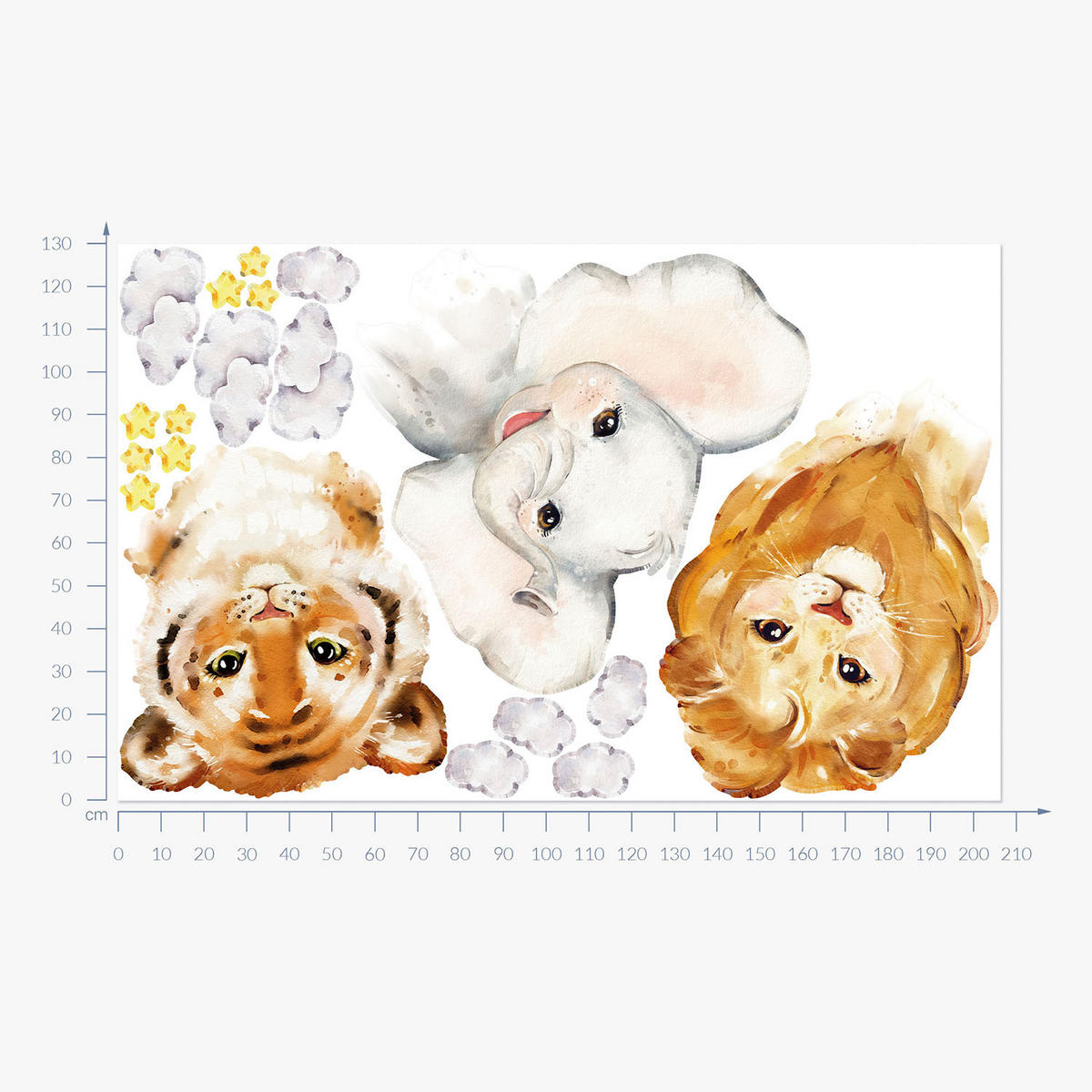 WANDAUFKLEBER 130x206cm - Kleintiere - Multicolor, Kunststoff (130/206/0.1cm) - Wallfluent