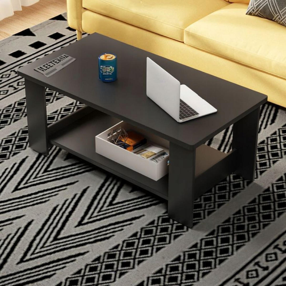 COUCHTISCH, schwarz 100/50/42 cm - Schwarz, Holzwerkstoff (50/100/42cm)