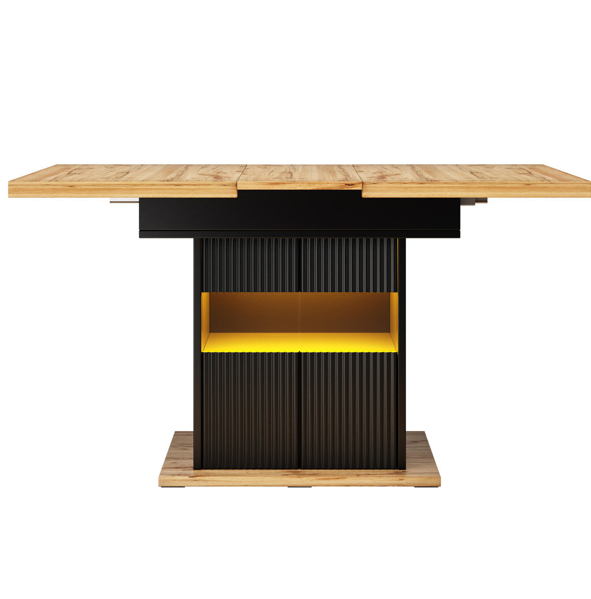 AUSZIEHBARER ESSTISCH mit Stauraum 110-140 x 80 cm Schwarz - Schwarz, Metall (110/80/76cm) - Meubliv