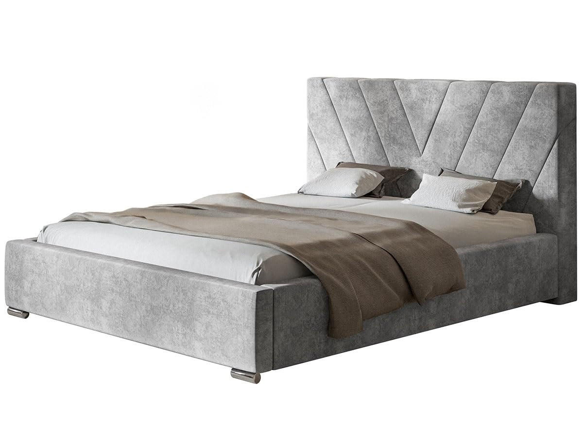 POLSTERBETT Palermo mit Kopfteil, 120x200 cm, Doppelbett mit Bettkasten und Lattenrost aus Holz, Velourstoff Grau - Grau, Holz/Textil (120/200cm) - Alpi-Möbel