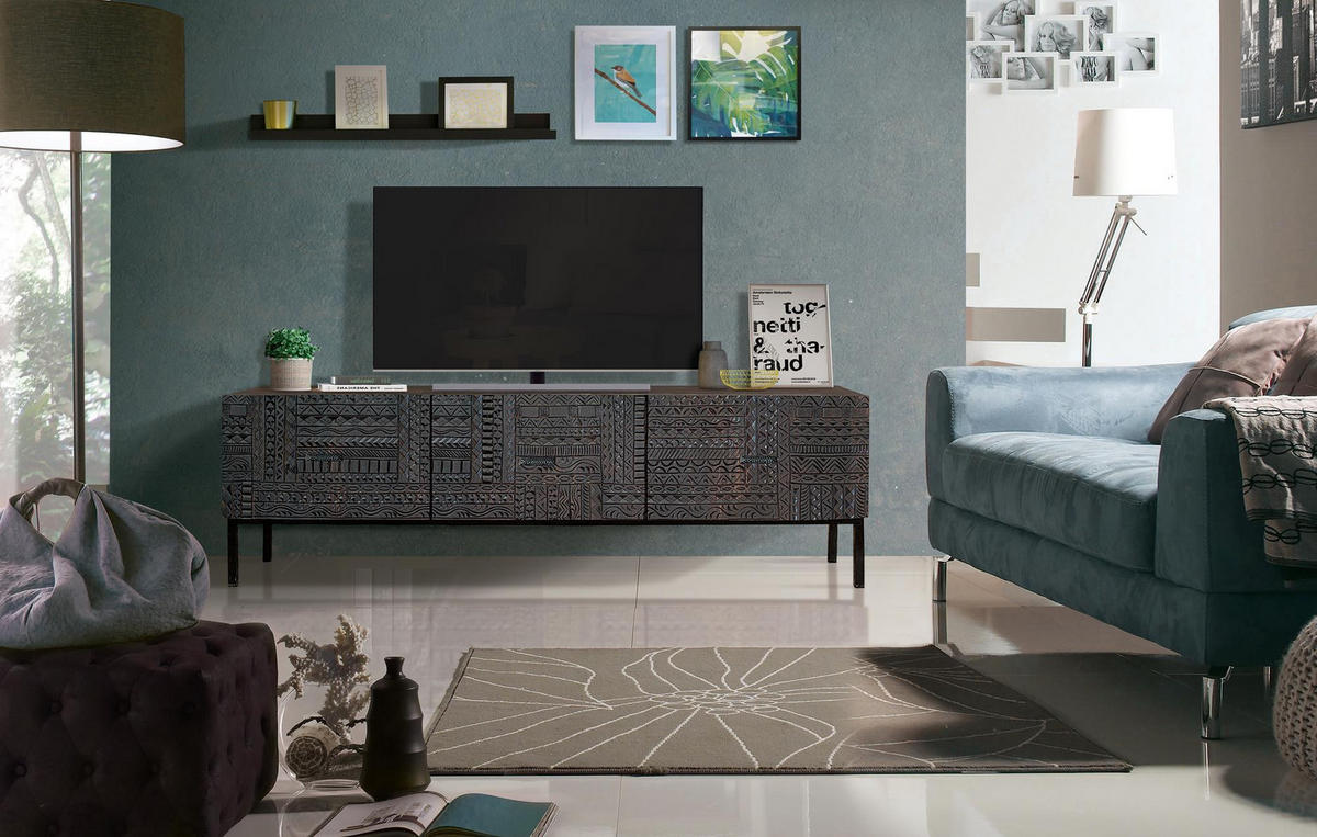 TV-SCHRANK aus Mangoholz - Dunkelbraun, Holz (180/56/40cm) - Giner y Colomer