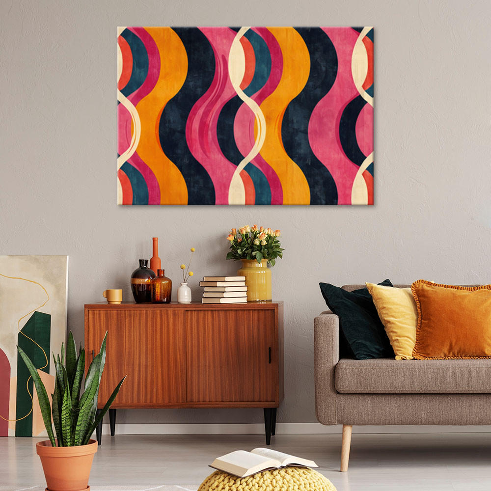 LEINWANDBILD Bunte Vintage Abstraktion 100x70cm - Rosa, Textil (100/70cm) - Feeby