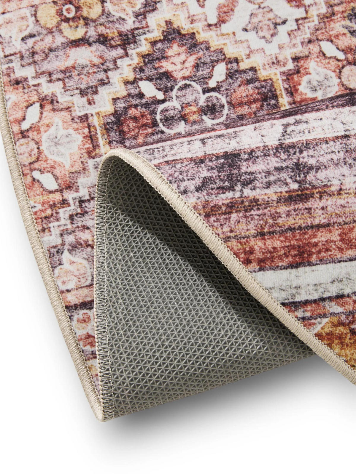 VINTAGE-TEPPICH George waschbar ø 120 cm rund - Pink/Multicolor, Kunststoff (120/120cm) - benuta