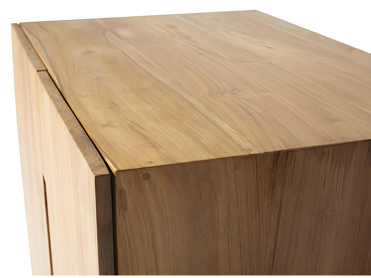 EINZELWASCHTISCH - 80 cm x 55 cm - Keramik, Holz, Platte - Naturfarben Hell - SAWAN - Naturfarben, Keramik/Holz (80/60/55cm) - Vente-Unique