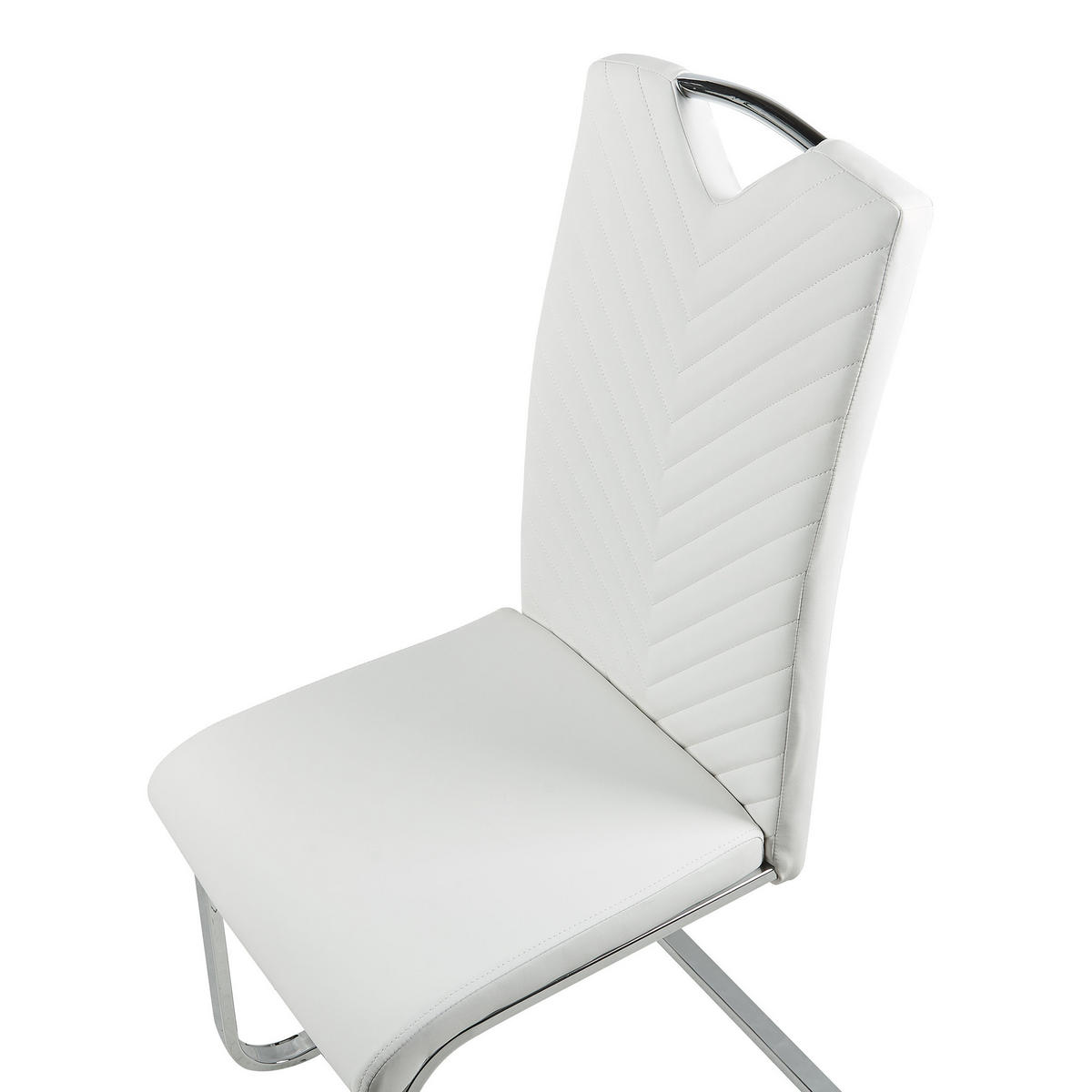 ESSZIMMERSTUHL 2er-Set Kunstleder Weiß Picknes - Weiß, Textil/Metall (43/105/55cm) - Beliani