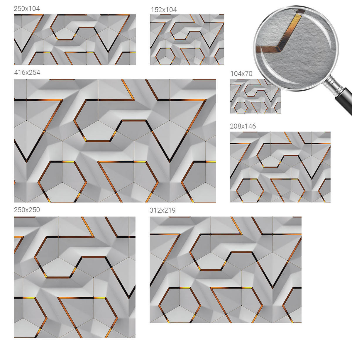 FOTOTAPETE 104x70 cm - Dreidimensionale Muster - Weiß, Textil (104/70cm) - Wallfluent