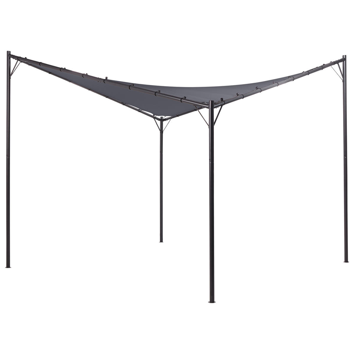 ZAHRADNÍ PAVILON Kov 300 cm 300 cm Tmavě šedý Aventine - šedá/černá, textil (300/260/300cm) - Beliani