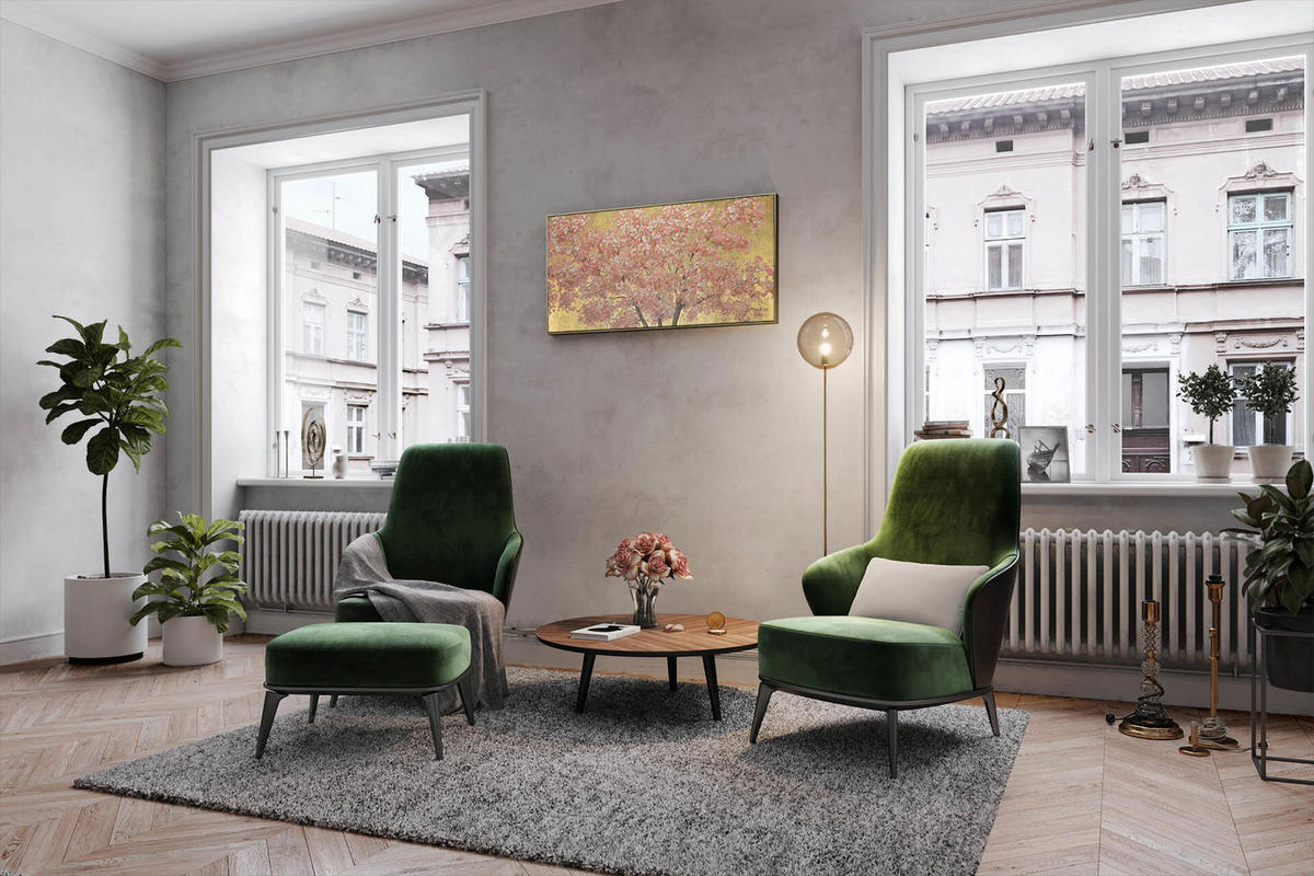 ÖLGEMÄLDE 120/60 cm - Pink/Braun, Holz/Textil (1.94/60cm) - KUNSTLOFT