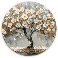 WANDBILD Baum - Gold - Blumen - Abstrakt - Kunst 60x60 cm - Goldfarben, Kunststoff (60/60cm) - MuchoWow
