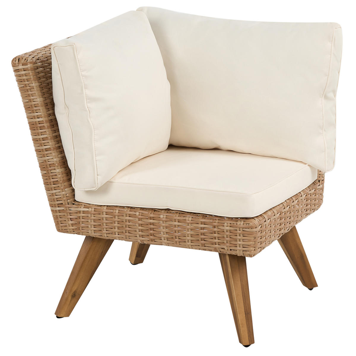 GARTEN-ECKSOFA mit Tisch 6-Sitzer Polyrattan Cremeweiß Vittoria - Beige/Creme, Kunststoff - Beliani
