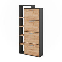SCHUHKIPPER Orlando Goldkraft Eiche/Anthrazit 80 x 166.1 cm mit 4 Fächern - Anthrazit/Eiche Wotan, Holzwerkstoff (80/166.1/24.2cm) - Vicco