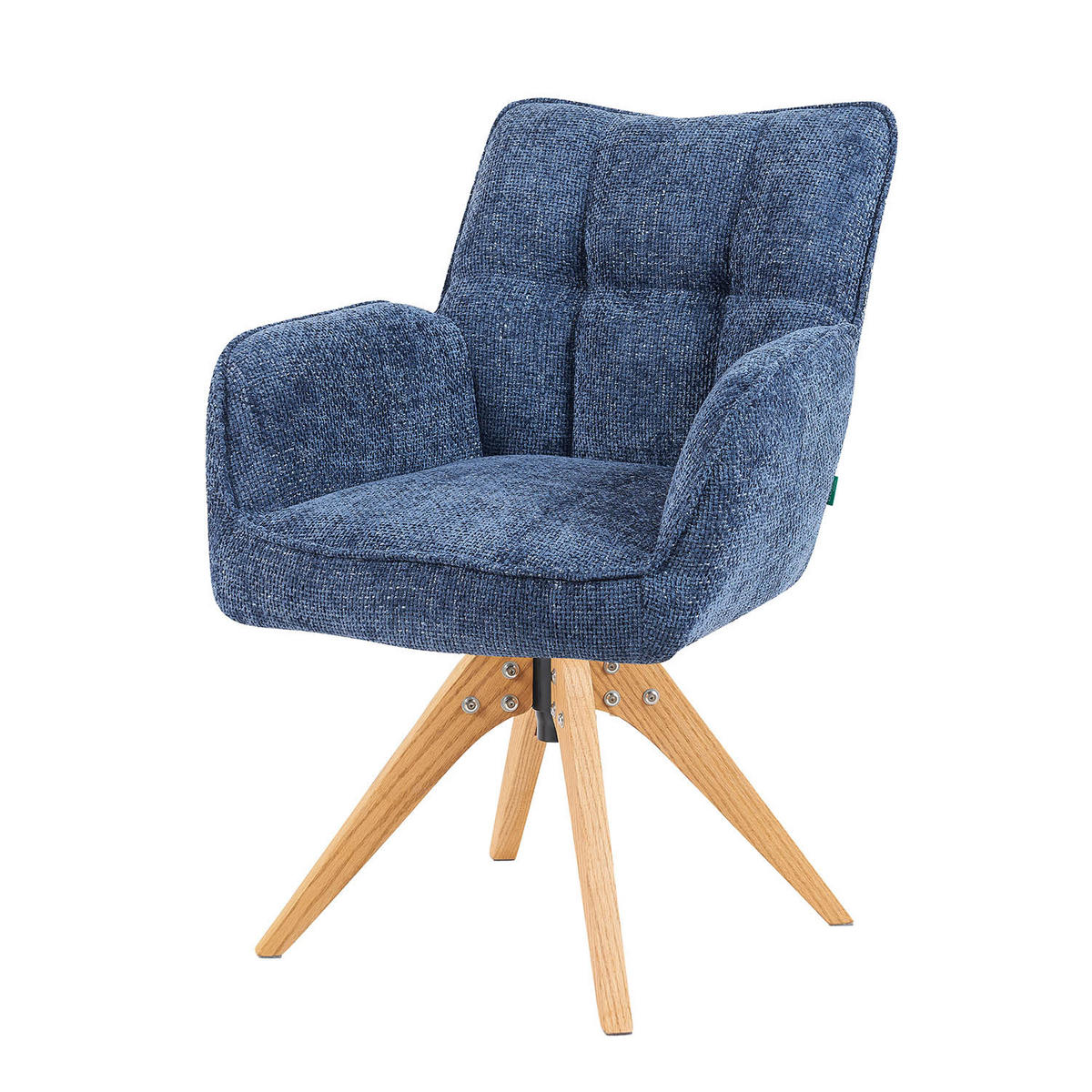 DREHSTUHL Mika-Theo - Honigeiche/Blau, Eichenholz/Holz (59/84/66cm) - DUBI Möbel