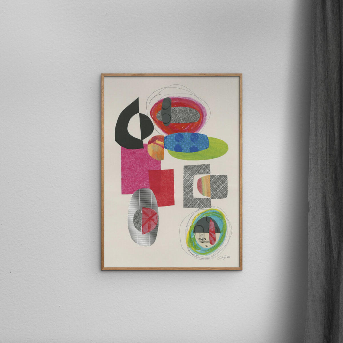 POSTER mit Rahmen Wild Apple - Copy of Geometric Collage - Eichefarben/Multicolor, Holz/Papier (30/40cm) - Poster&Frame