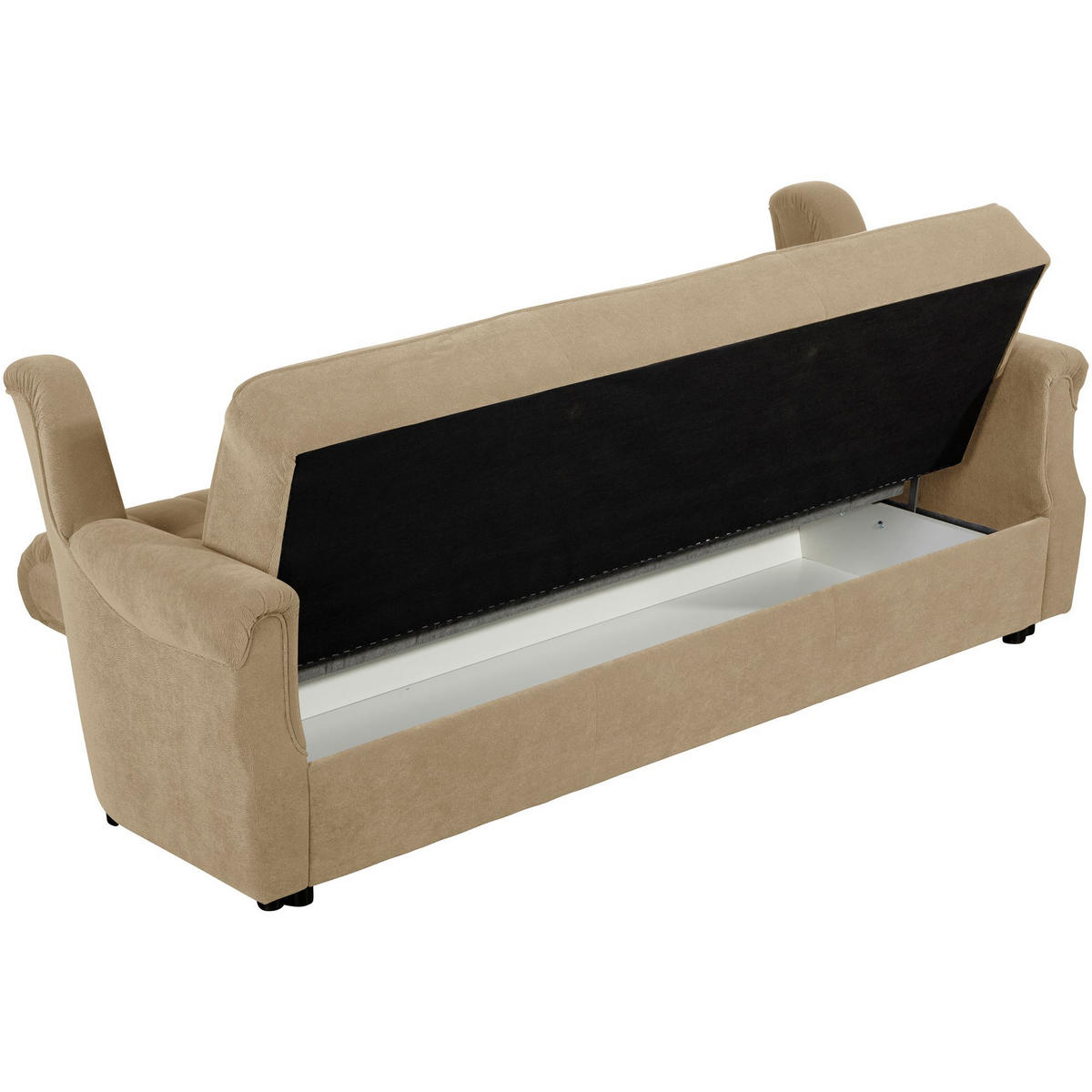 SOFA 3-Sitzer mit Bettfunktion Kaylyn Flockstoff sand - Sandfarben, Kunststoff (207/89/83cm) - 58aufmkessel