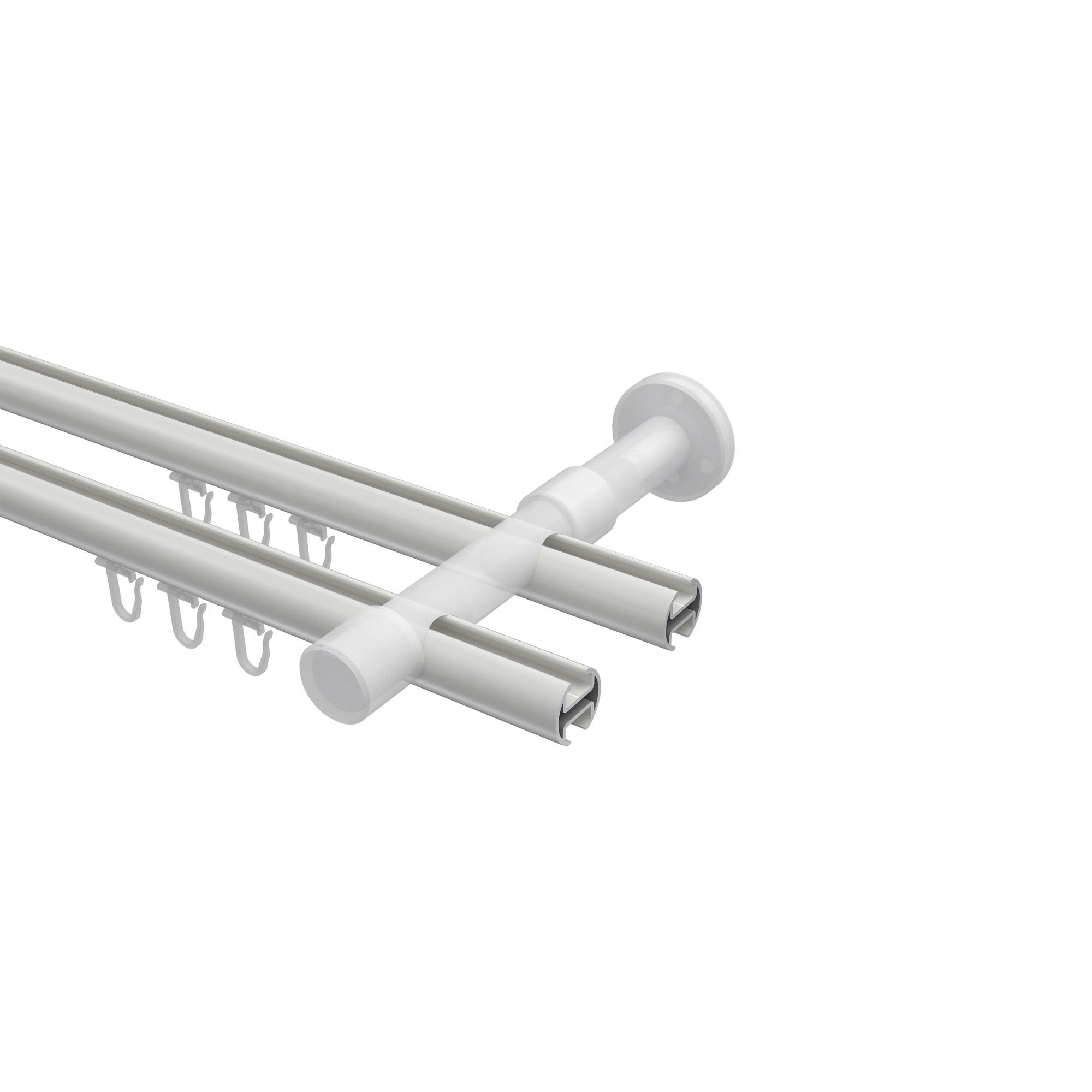 GARDINENSTANGE INNENLAUF Prestige Santo 140 cm, 2-läufig, 20 mm Ø Weiß - Weiß, Metall (140cm) - INTERDECO