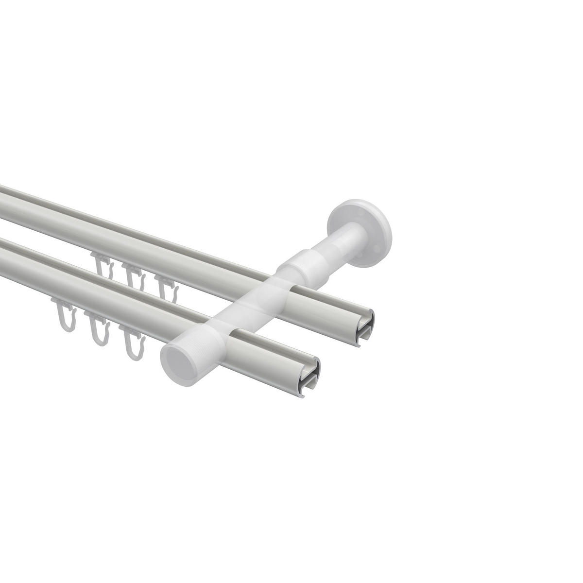 INNENLAUF-GARDINENSTANGEN-SET Prestige Savio 140 cm, 2-läufig, 20 mm Ø Weiß - Weiß, Metall (140cm) - INTERDECO