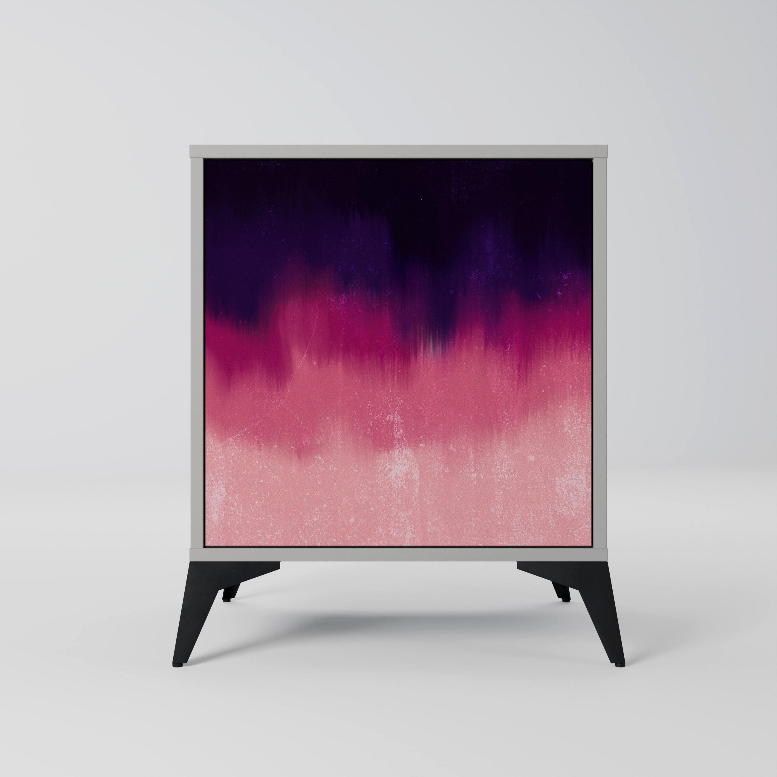 SIDEBOARD AURORA BOREALIS, Grau, 57,5x42x70,5 cm, Schwarze Metall-Sternfüße - Multicolor/Schwarz, Holzwerkstoff/Metall (57.5/70.5/42cm) - SpaceRebels