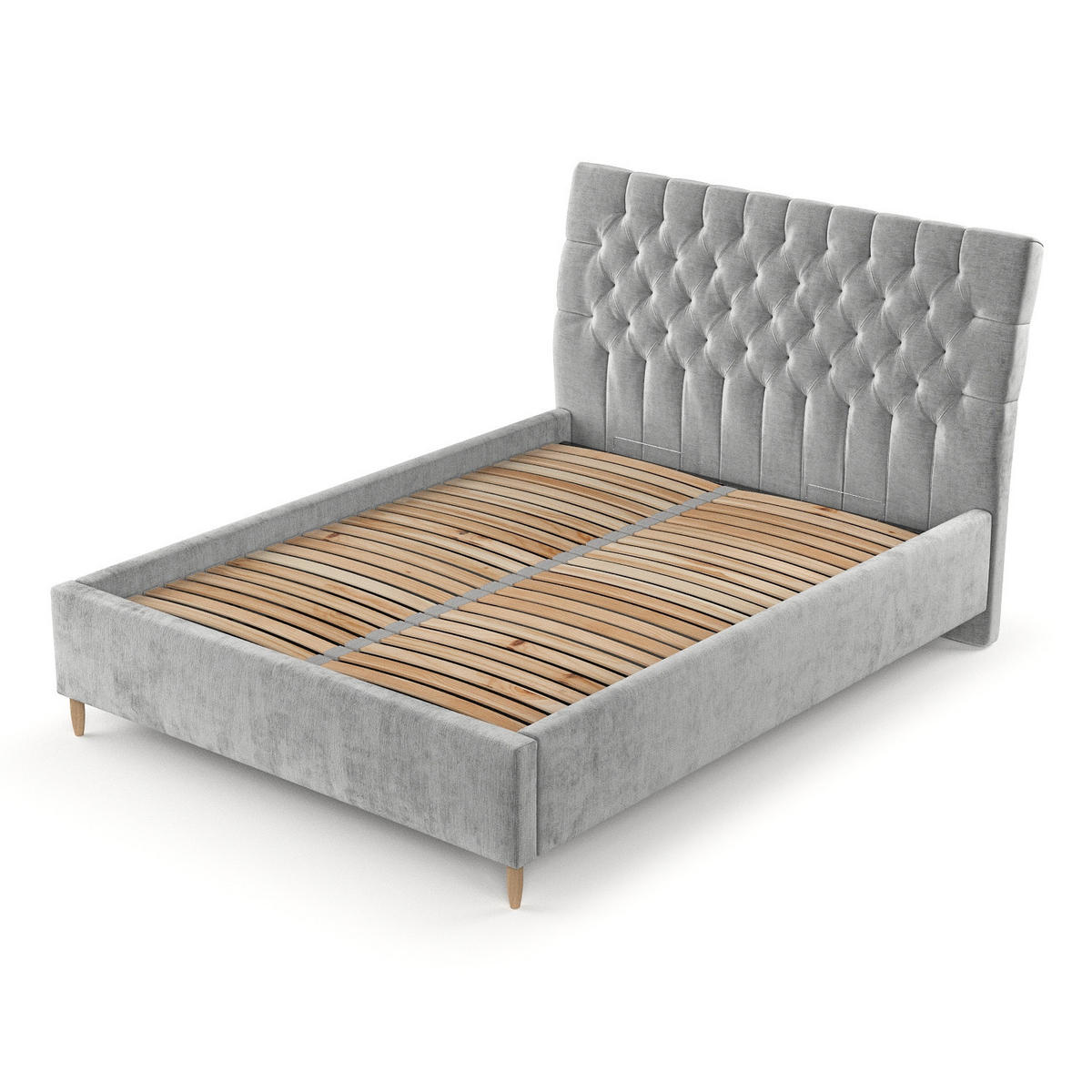 POLSTERBETT Lira 140/200 cm Hellgrau im Lotta Stoff - Hellgrau/Naturfarben, Holz/Holzwerkstoff (140/200cm) - AltaBeds