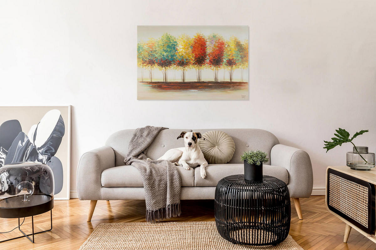 ÖLGEMÄLDE 120/80 cm - Gelb/Braun, Holz/Textil (1.9/80cm) - KUNSTLOFT