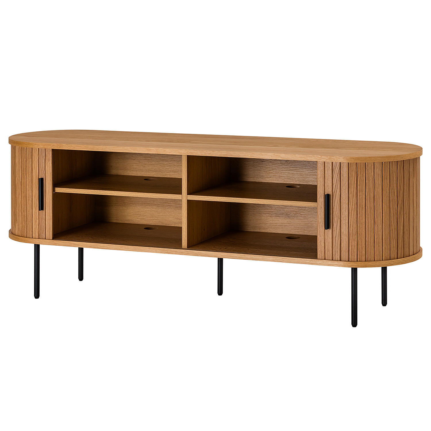 TV-LOWBOARD - Echtholzfurnier - Eichefarben/Schwarz, Holzwerkstoff (150/55/40cm) - home24