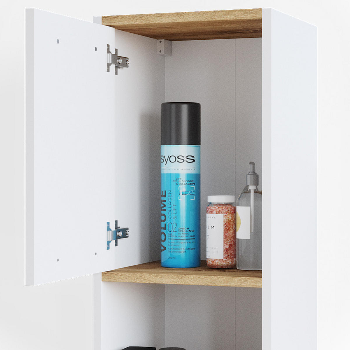 BADSCHRANK Elvio Weiß 32 x 68 cm - Weiß, Holzwerkstoff (32/68/28.1cm) - Vicco